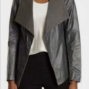 Donna Karan Icons Drape Front Leather Jacket. Large. NWT